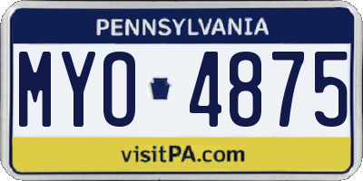 PA license plate MYO4875
