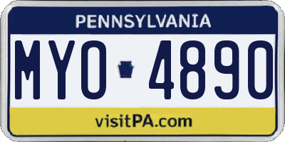 PA license plate MYO4890