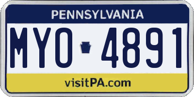 PA license plate MYO4891