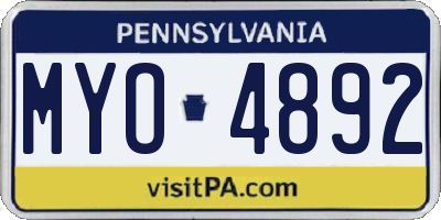 PA license plate MYO4892