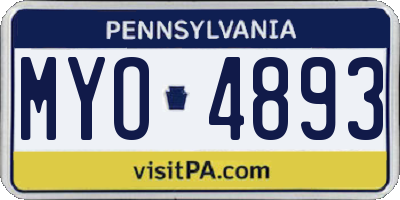 PA license plate MYO4893