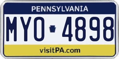 PA license plate MYO4898