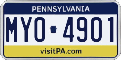 PA license plate MYO4901