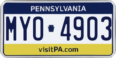 PA license plate MYO4903