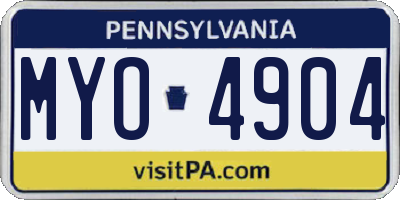 PA license plate MYO4904