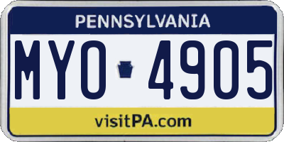 PA license plate MYO4905