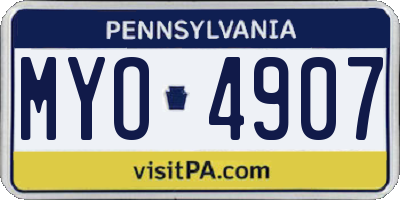 PA license plate MYO4907