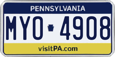 PA license plate MYO4908