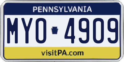PA license plate MYO4909