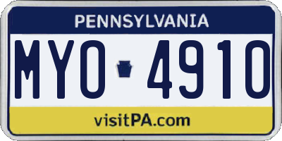 PA license plate MYO4910