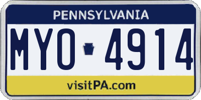 PA license plate MYO4914
