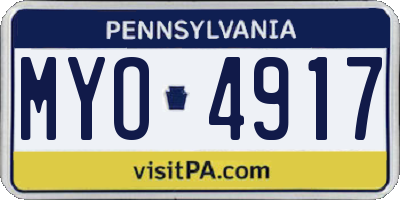 PA license plate MYO4917