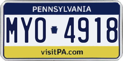 PA license plate MYO4918