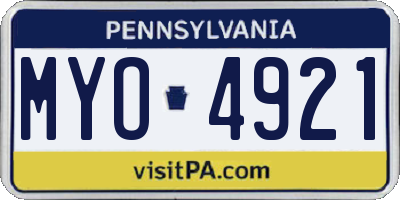 PA license plate MYO4921