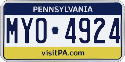 PA license plate MYO4924