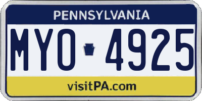 PA license plate MYO4925