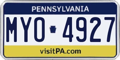PA license plate MYO4927