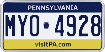 PA license plate MYO4928