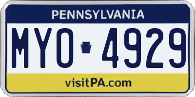 PA license plate MYO4929