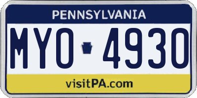 PA license plate MYO4930