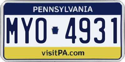 PA license plate MYO4931