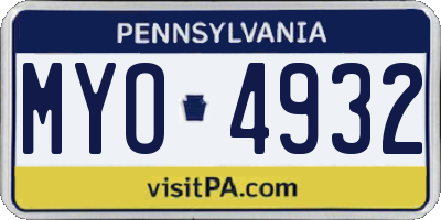 PA license plate MYO4932