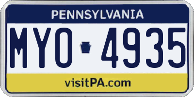 PA license plate MYO4935