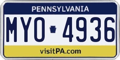 PA license plate MYO4936