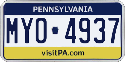PA license plate MYO4937