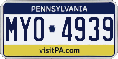 PA license plate MYO4939