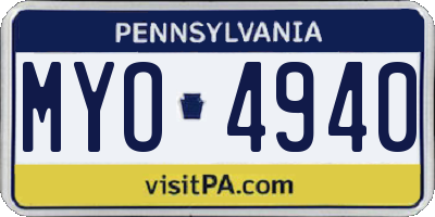 PA license plate MYO4940