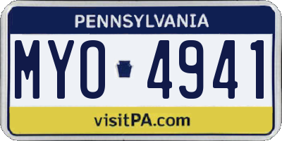 PA license plate MYO4941