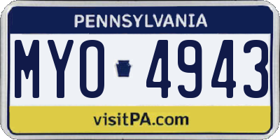 PA license plate MYO4943