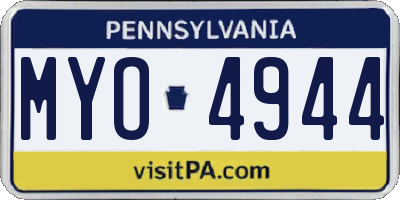 PA license plate MYO4944