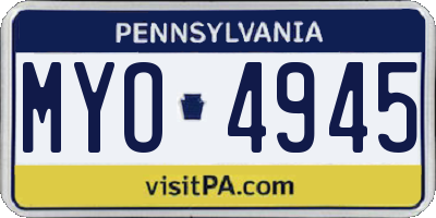 PA license plate MYO4945