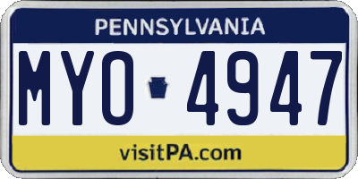 PA license plate MYO4947