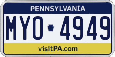 PA license plate MYO4949