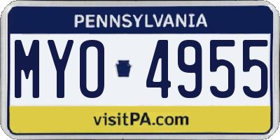 PA license plate MYO4955