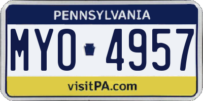 PA license plate MYO4957