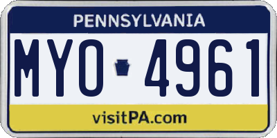 PA license plate MYO4961
