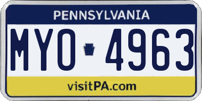 PA license plate MYO4963