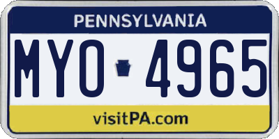 PA license plate MYO4965