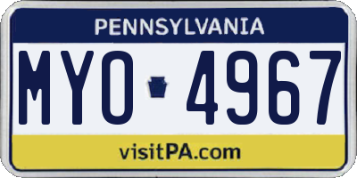 PA license plate MYO4967