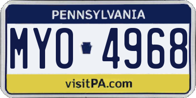 PA license plate MYO4968