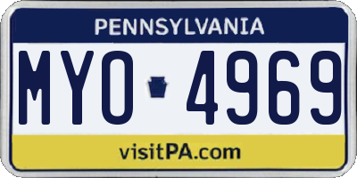 PA license plate MYO4969