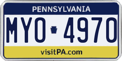 PA license plate MYO4970