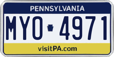 PA license plate MYO4971