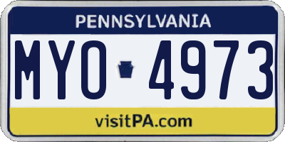 PA license plate MYO4973