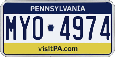 PA license plate MYO4974