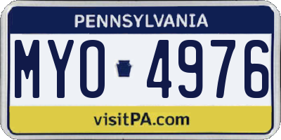 PA license plate MYO4976